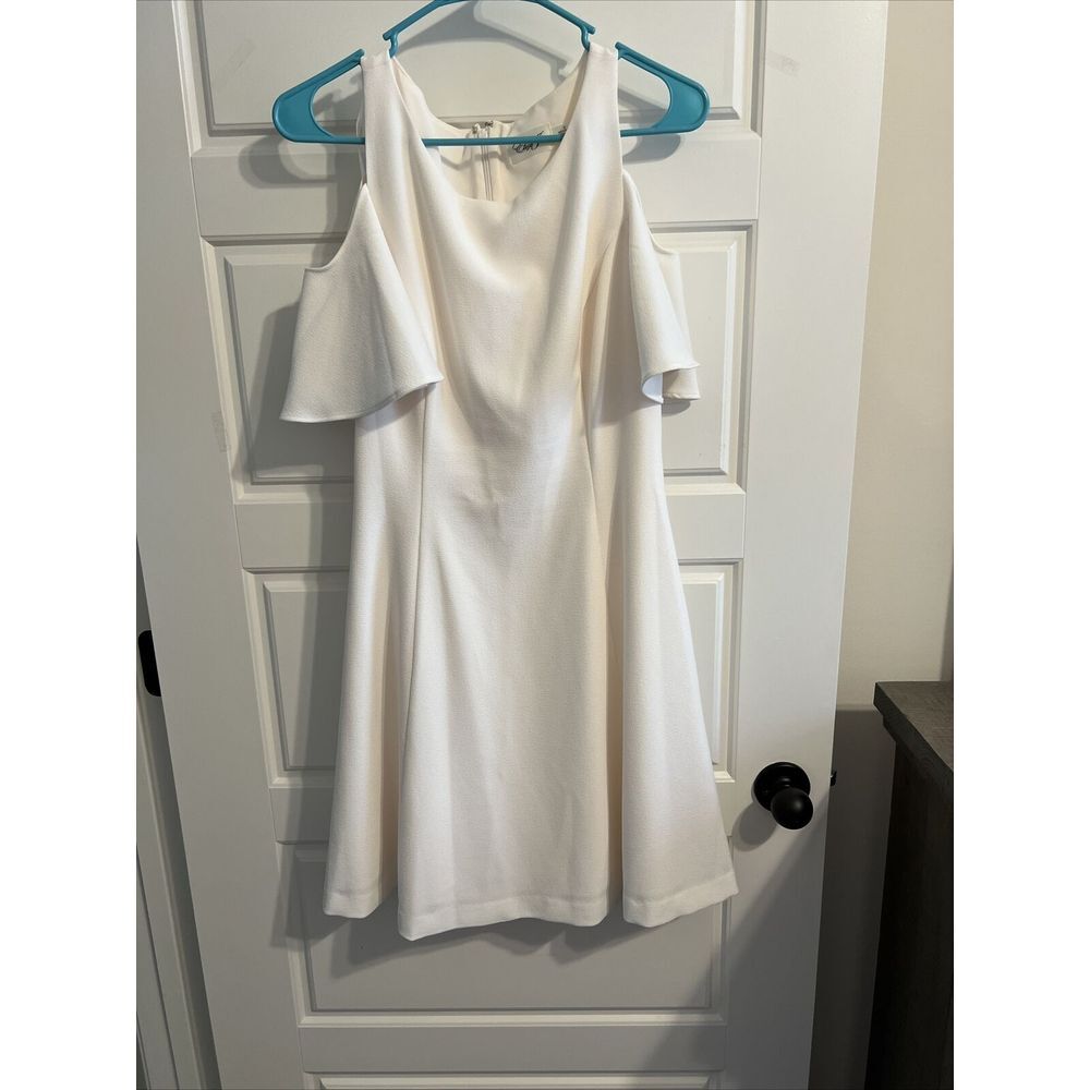 Eliza J White Cold-Shoulder A-Line Dress